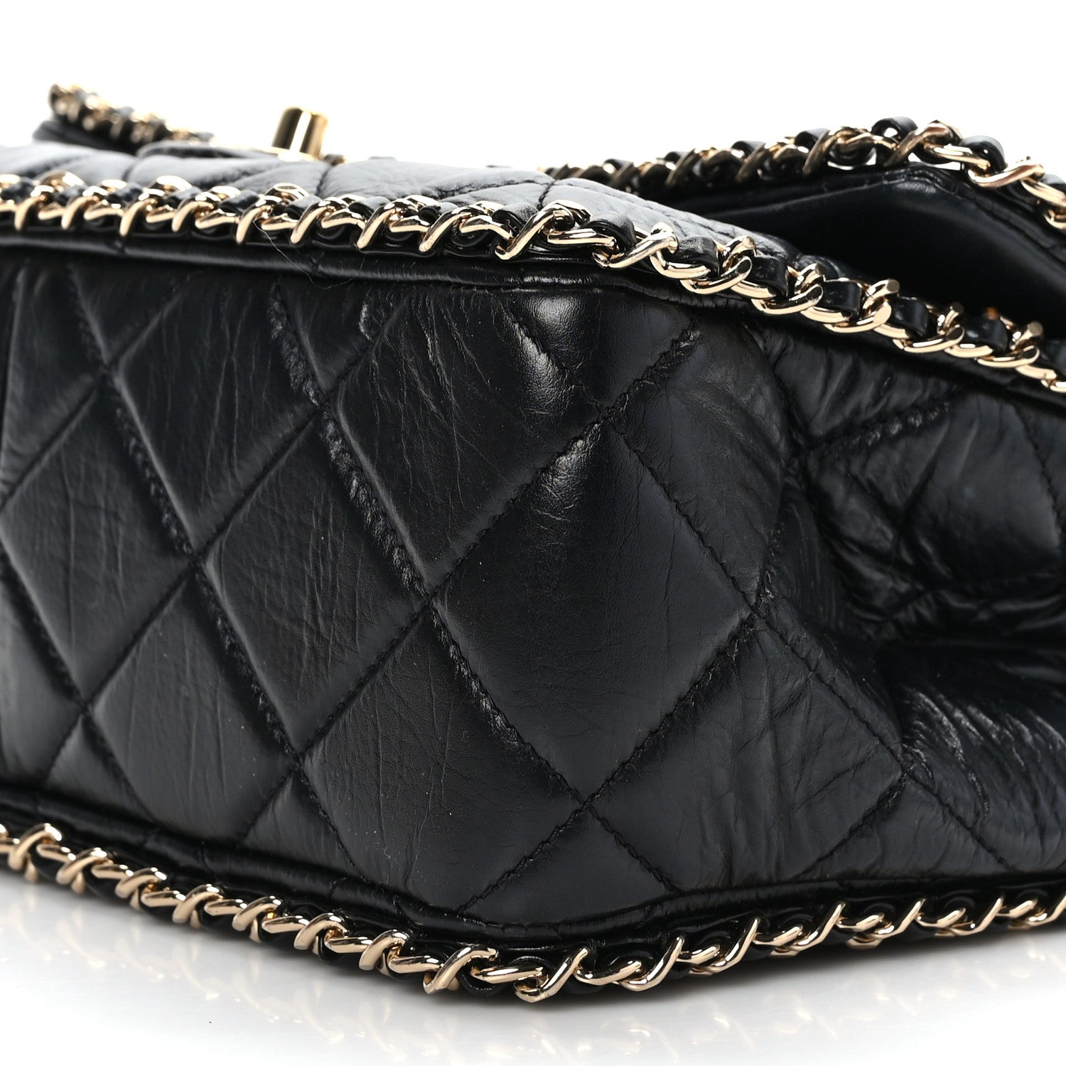Chanel Crumpled Calfskin Medium Chain All Over Flap Black 9 of 9