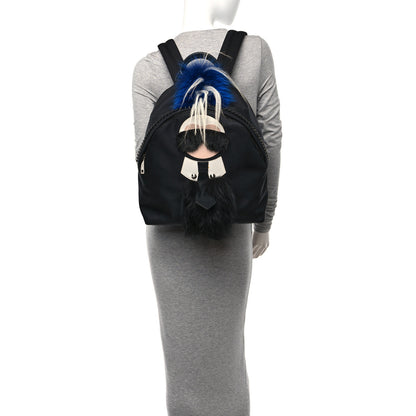 Fendi Nylon Vitello Century Mink Fox Goat Fur Studded Karlito Backpack Black Multicolor 2 of 10