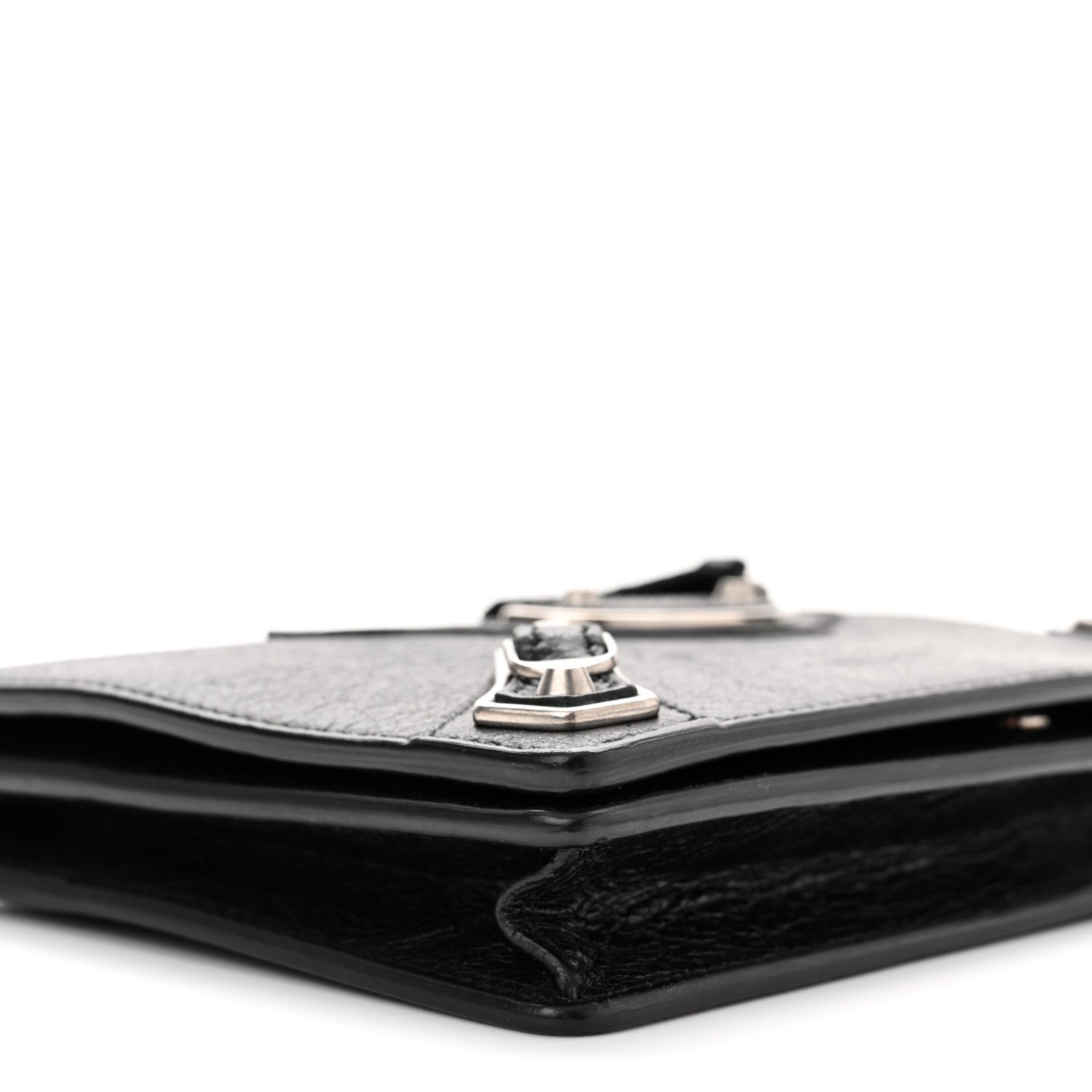 Balenciaga Agneau Silver Metallic Edge Hardware Wallet On Chain Black 9 of 11