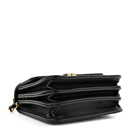 Chanel Lambskin Metal Quilted Top Handle Flap Clutch With Chain Black 4 of 11
