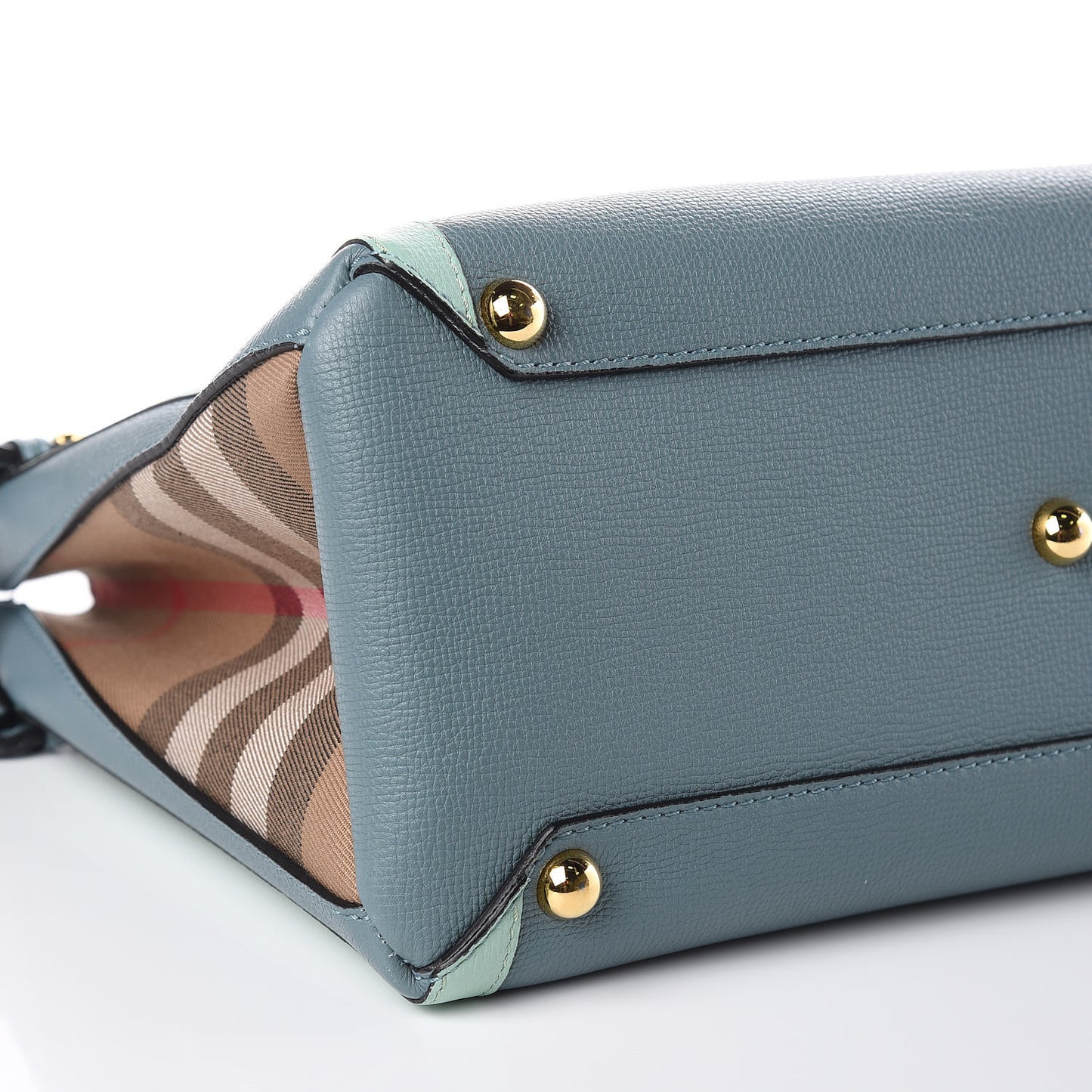 Calfskin Medium Bi-Color Banner Tote Celadon Blue Turquoise