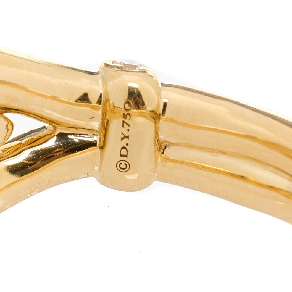 David Yurman 18K Yellow Gold Diamond Thoroughbred Loop Ring 54 6.75 3 of 4