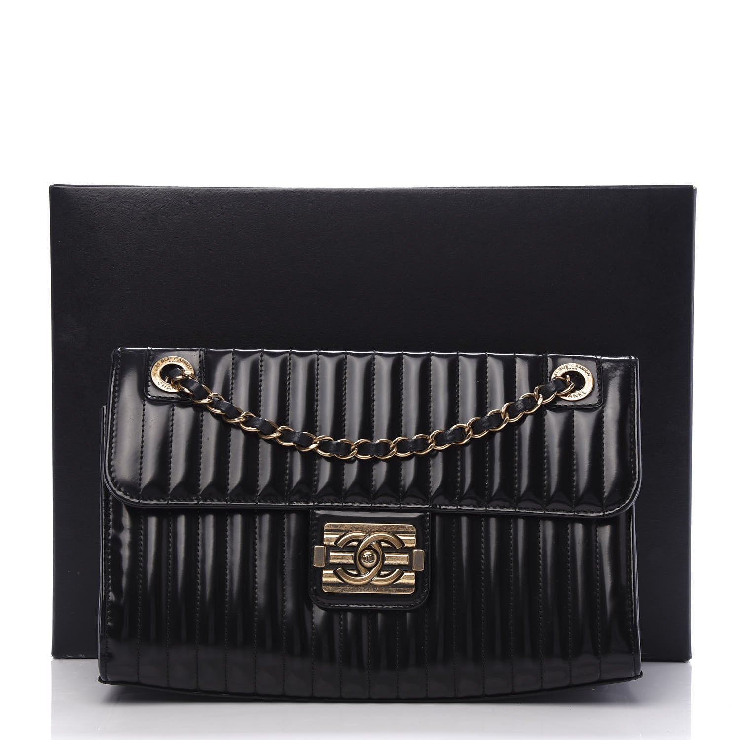 Chanel Patent Vertical Quilt Maharaja Express Flap Black 11 of 11