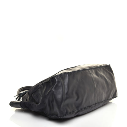 Prada Tessuto Nylon Nappa Soft Drawstring Tote Navy Black 4 of 8