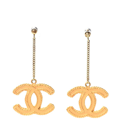 Chanel CC Drop Earrings Matte Gold 1 of 9