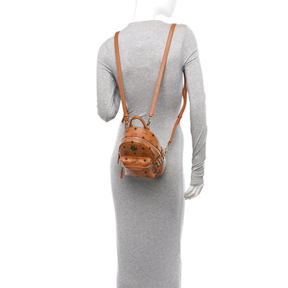 MCM Visetos Side Stud X-Mini Stark Bebe Boo Backpack Cognac 2 of 10