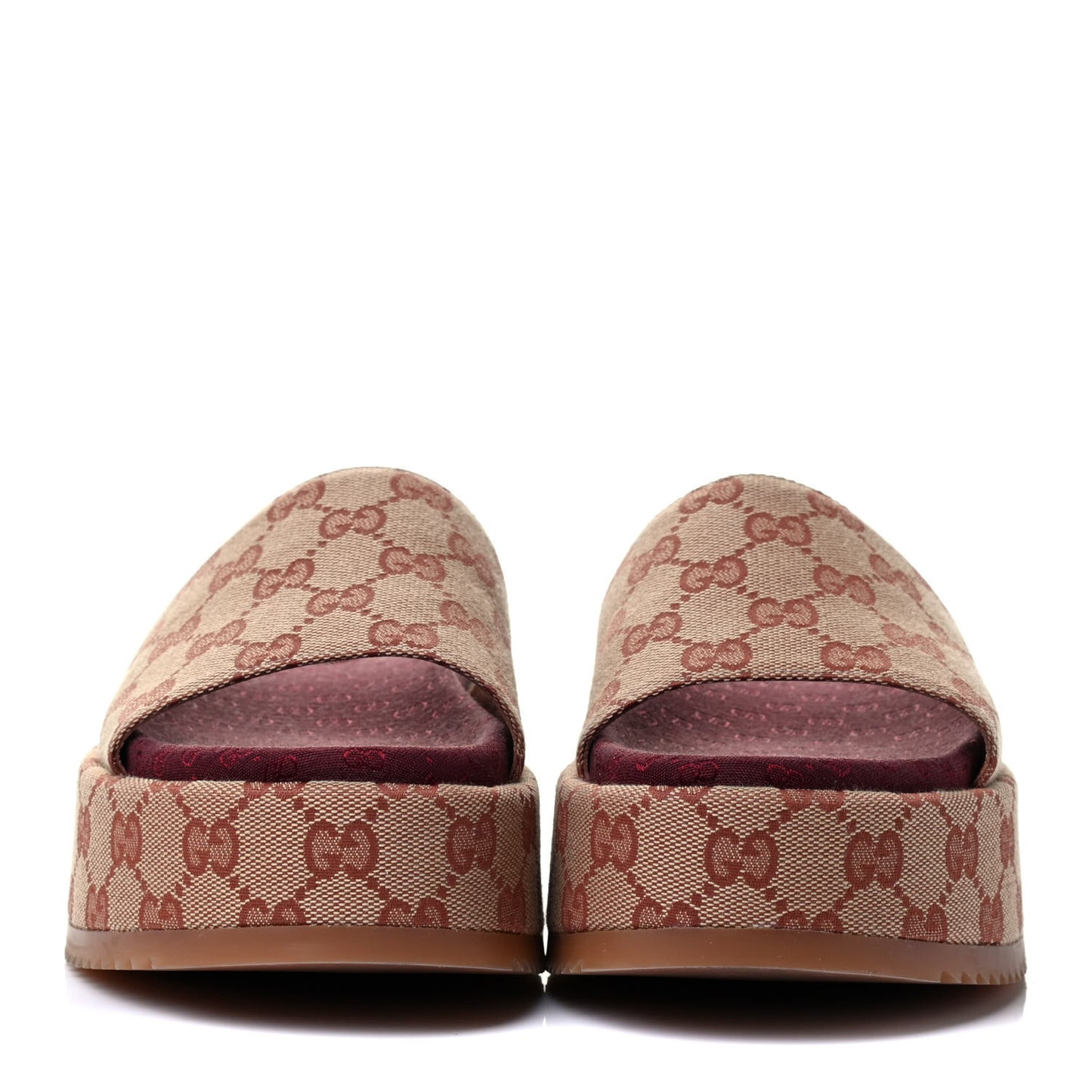 Canvas GG Monogram Angelina Platform Slide Sandals 37.5 Beige Ruggine