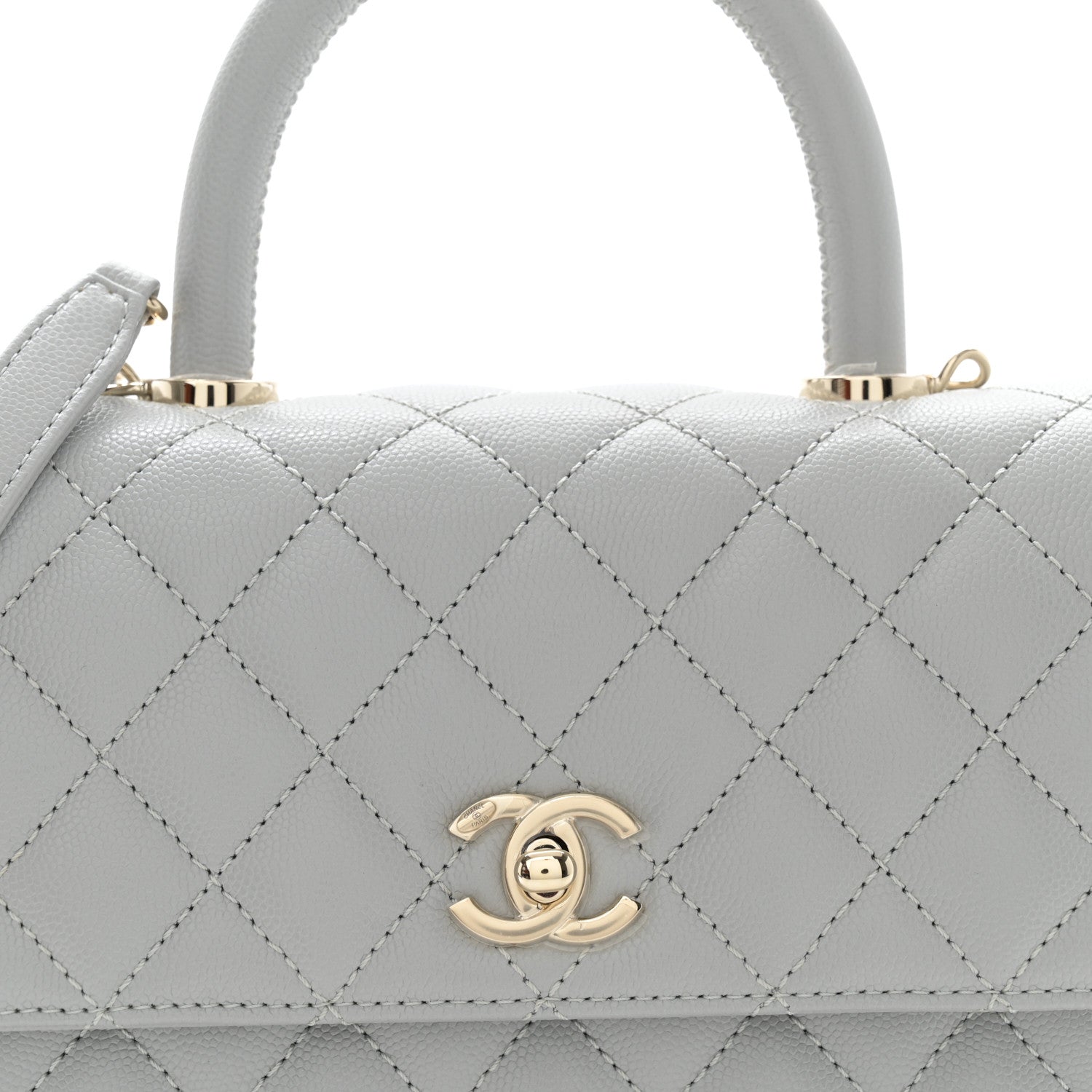 Chanel Caviar Quilted Mini Coco Handle Flap Light Grey 8 of 11