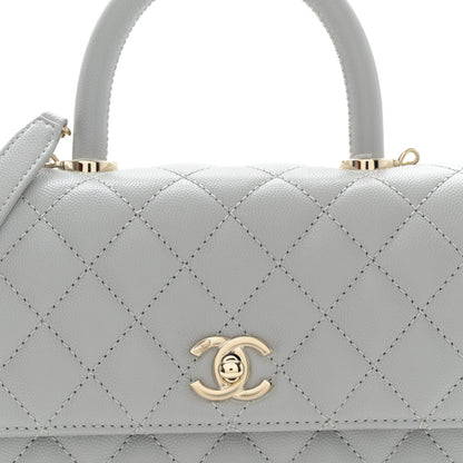 Chanel Caviar Quilted Mini Coco Handle Flap Light Grey 8 of 11