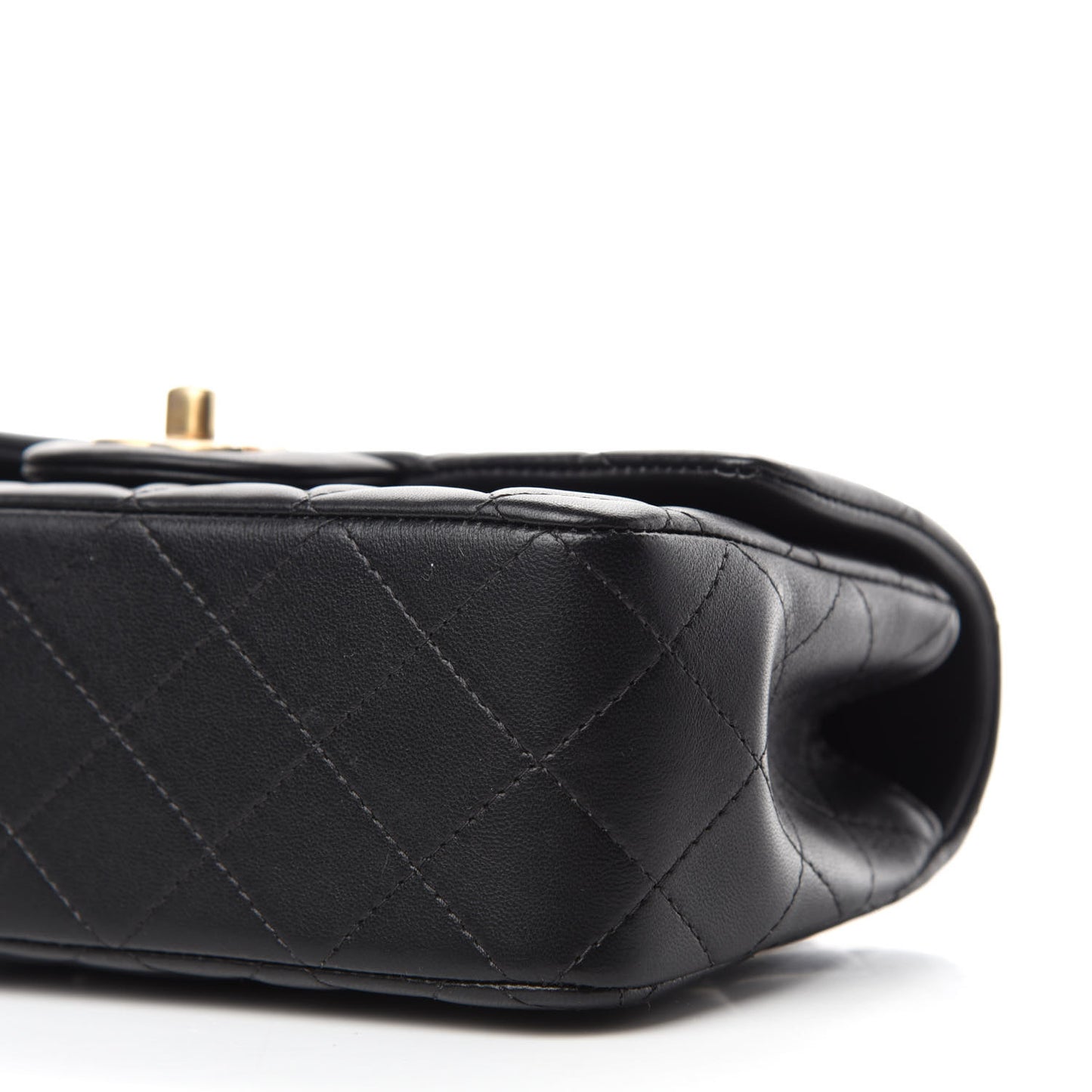 Lambskin Quilted Mini Top Handle Rectangular Flap Black