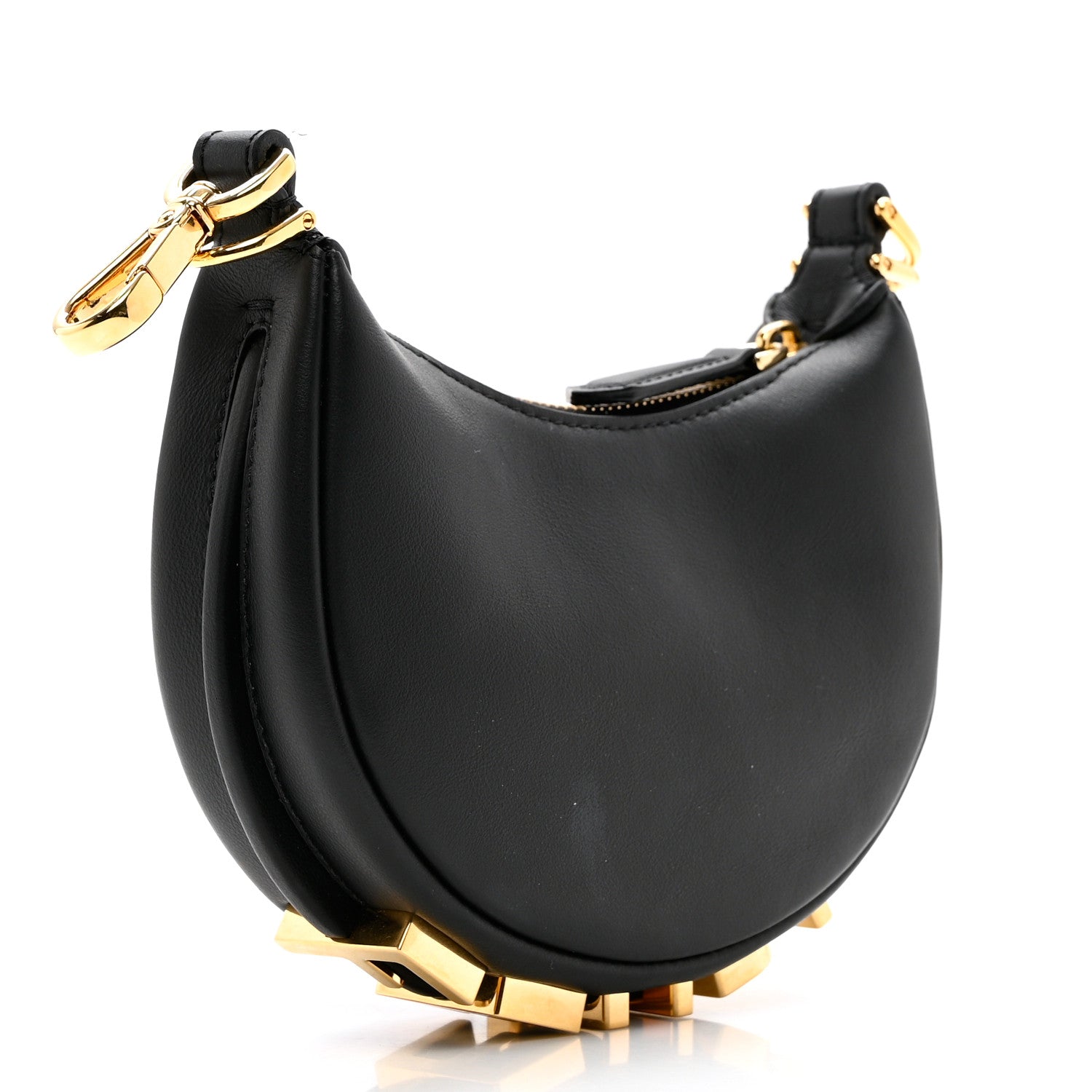 Fendi Vitello Grace Matte Nano Fendigraphy Hobo Charm Black 4 of 8