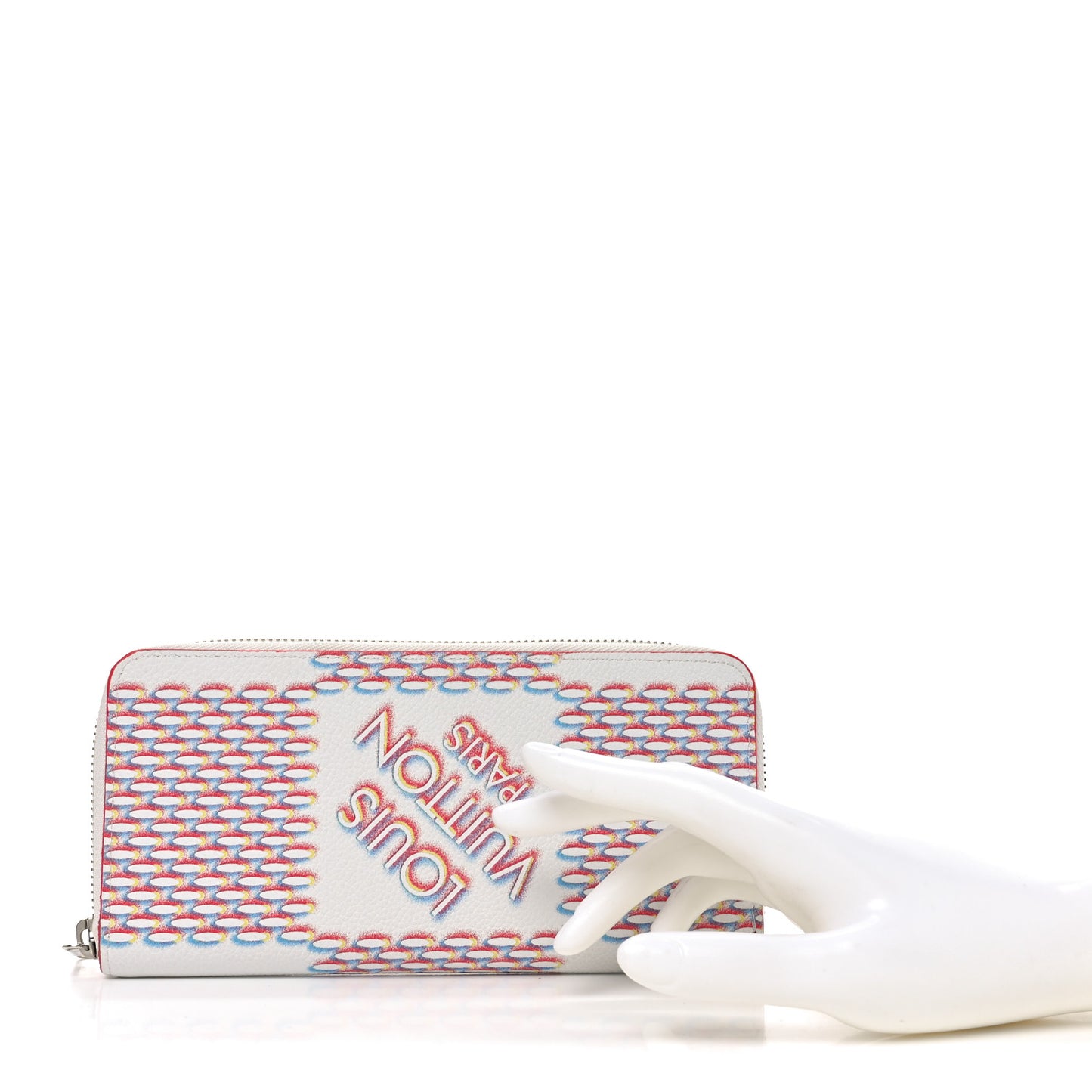 Damier Spray Zippy Organizer Wallet White