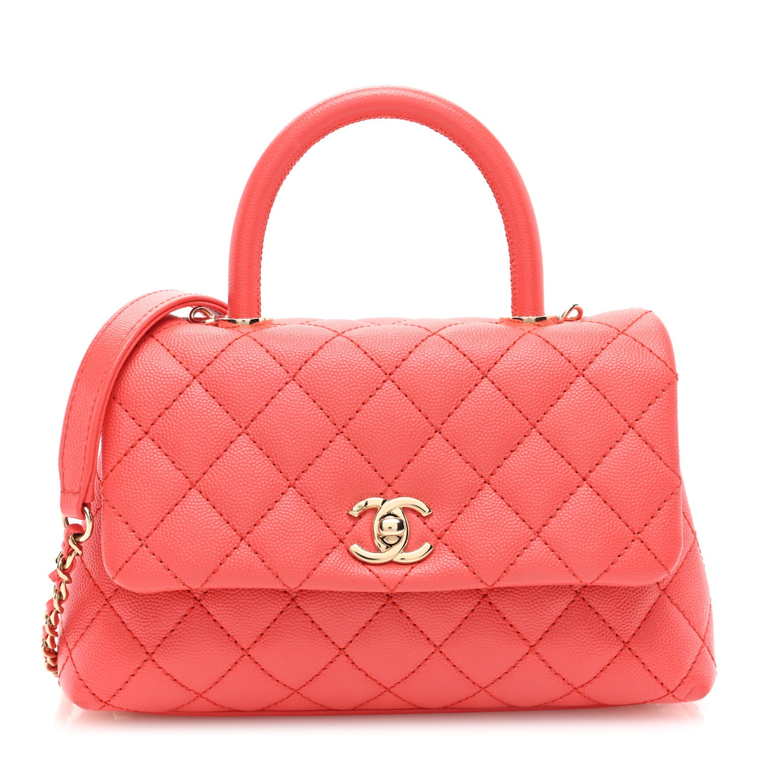 Chanel Caviar Quilted Mini Coco Handle Flap Red 1 of 10