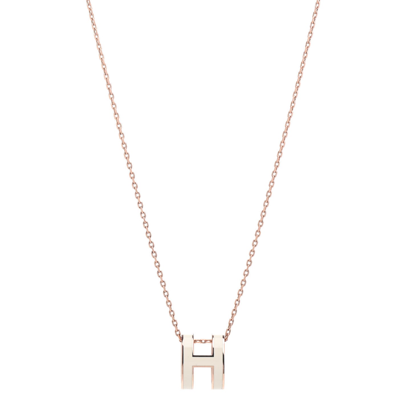 Lacquered Rose Gold Pop H Pendant Necklace White