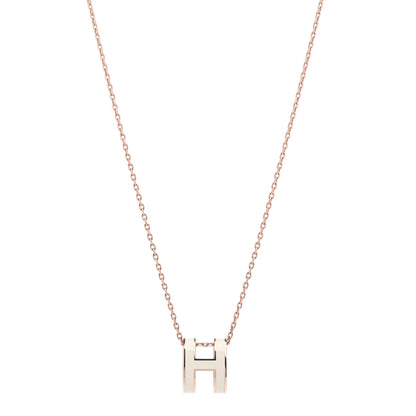 Hermes Lacquered Rose Gold Pop H Pendant Necklace White 1 of 5