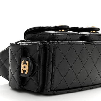 Chanel Shiny Lambskin Quilted Trendy Pockets Hobo Black 9 of 10