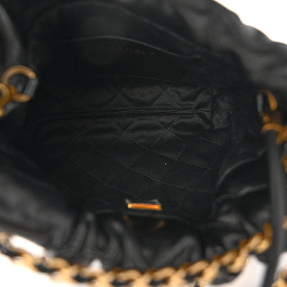 Chanel Shiny Crumpled Calfskin Quilted Pearl Mini Chanel 22 Black 5 of 10