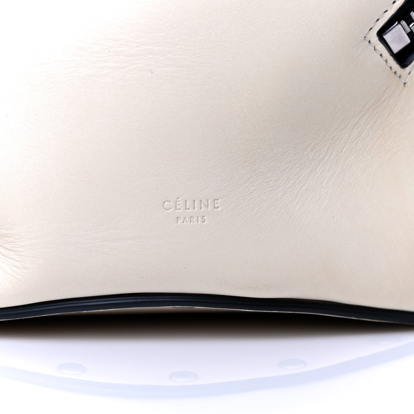 Natural Calfskin Biker Bucket Shoulder Bag White