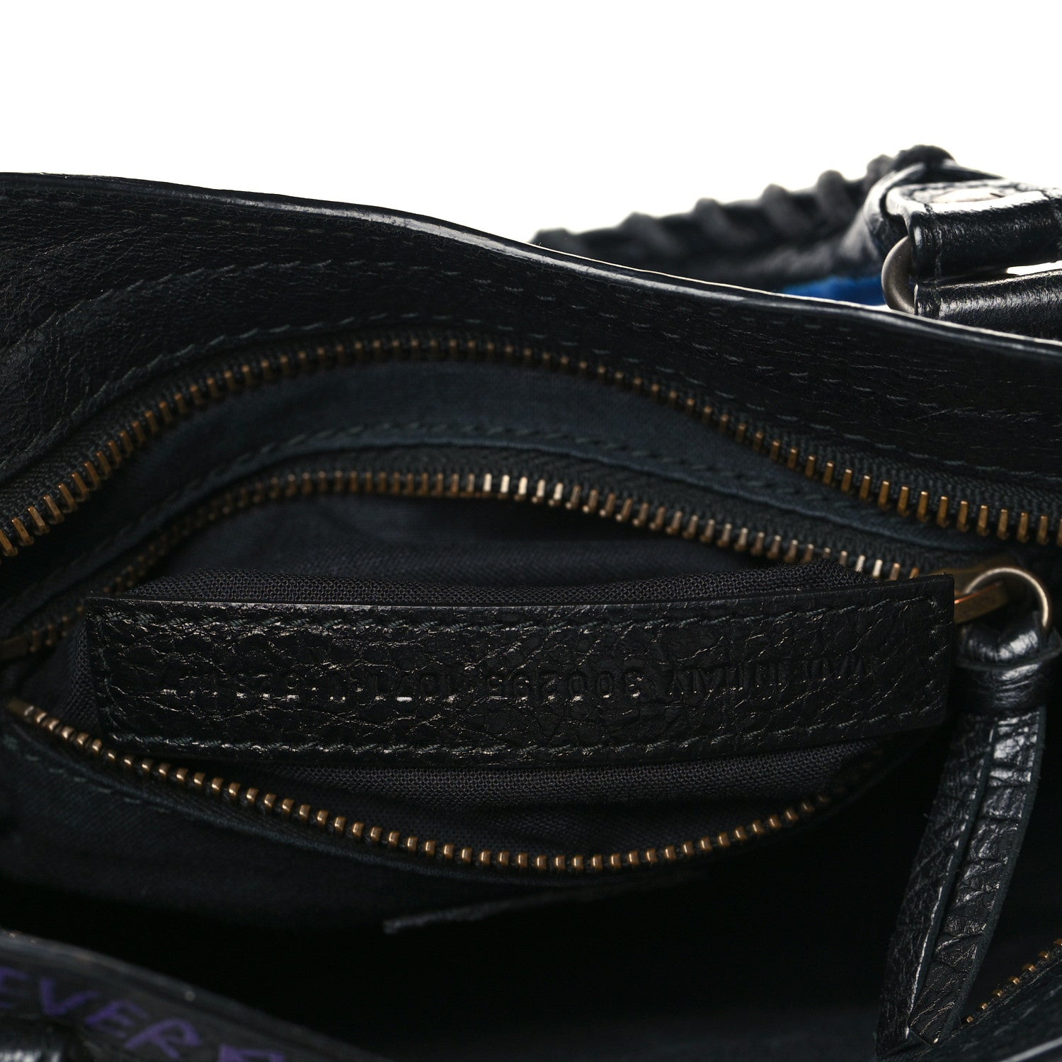 Balenciaga Agneau Arena Graffiti All Over Classic Hardware Mini City Black Bleu Violet 6 of 6