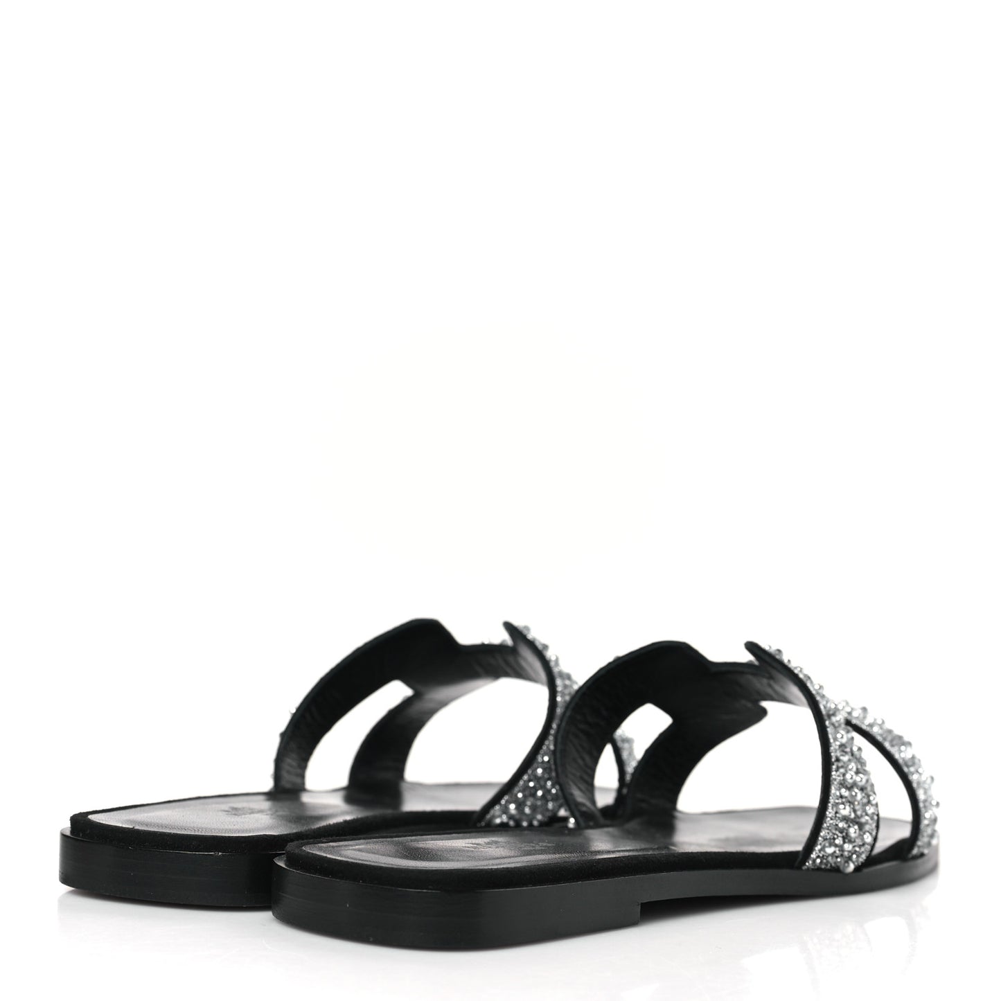 Velvet Goatskin Crystal Beads Oran Sandals 41 Gris Argente