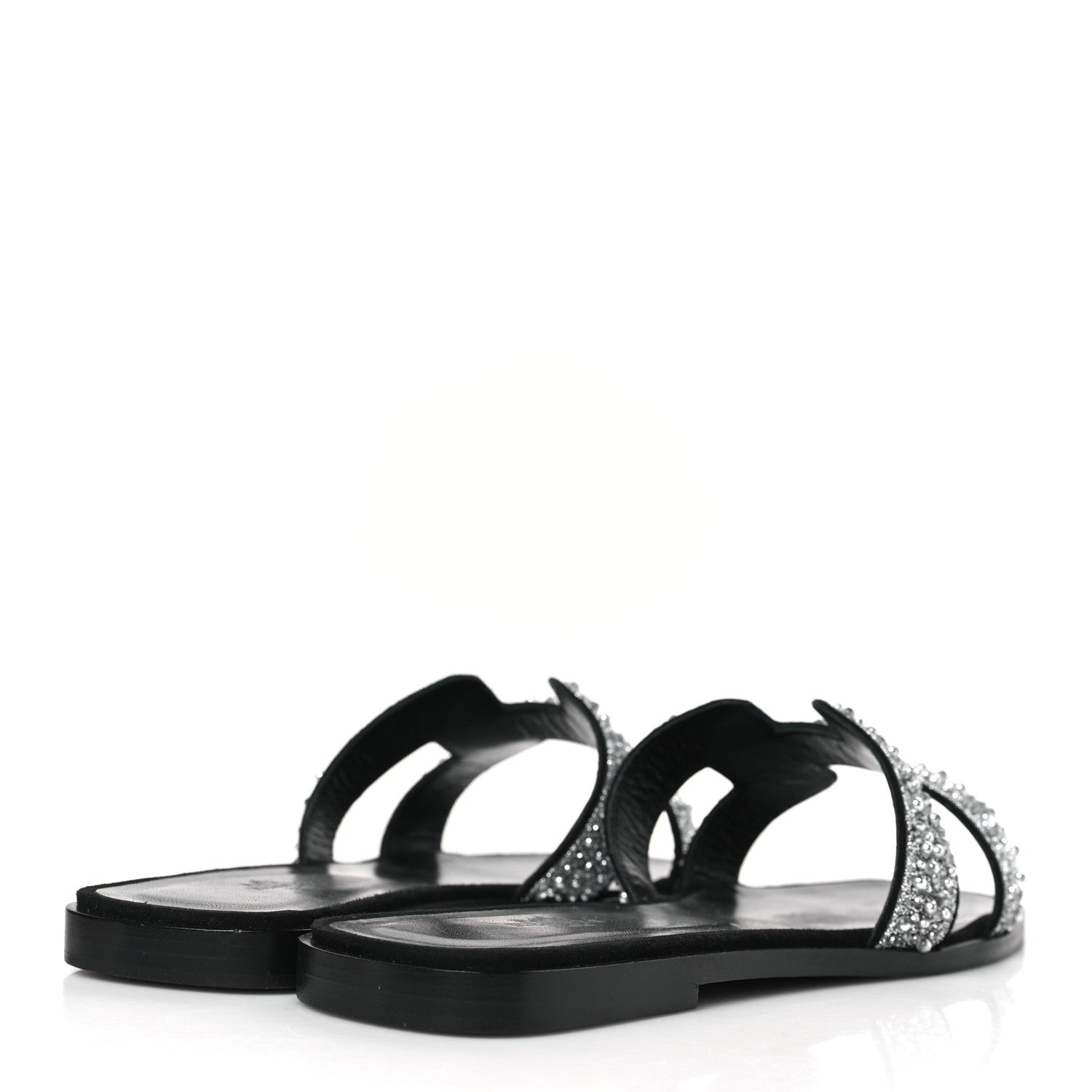Hermes Velvet Goatskin Crystal Beads Oran Sandals 41 Gris Argente 4 of 8