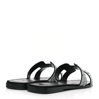 Hermes Velvet Goatskin Crystal Beads Oran Sandals 41 Gris Argente 4 of 8