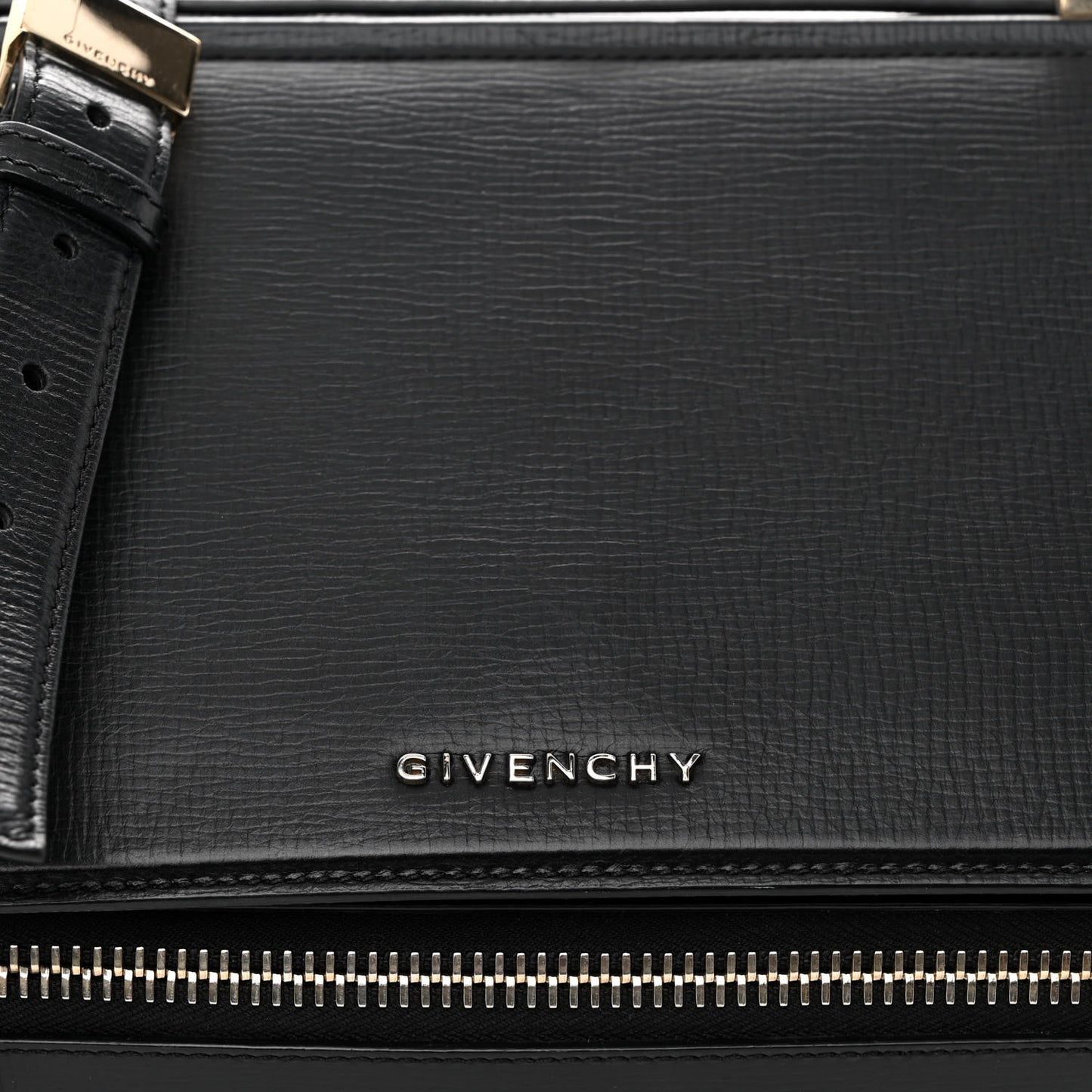 Textured Calfskin Medium Pandora Box Crossbody Bag Black