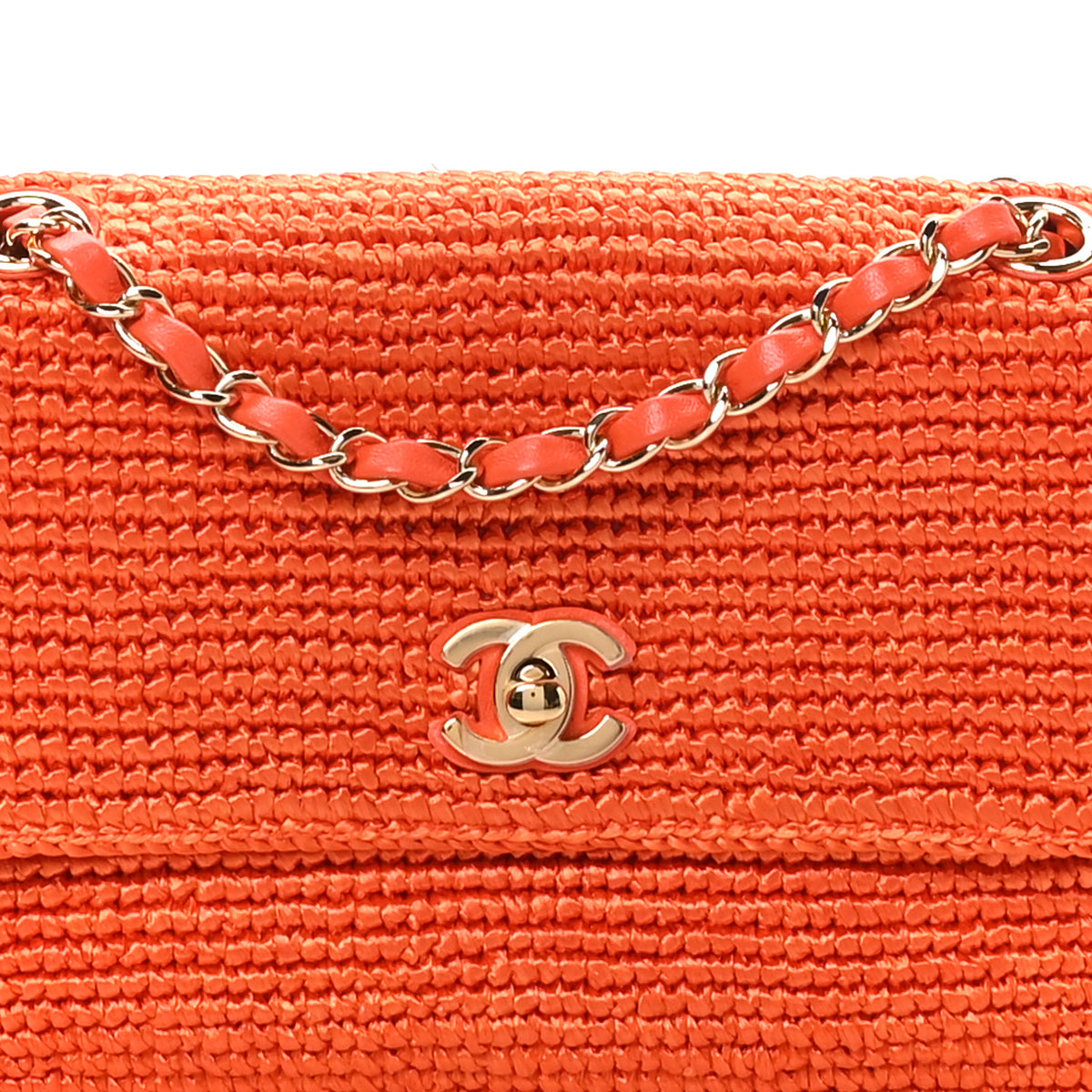 Braided Raffia Small Coco Beach Flap Bag Orange