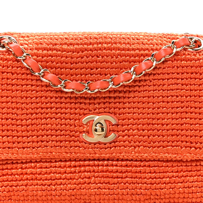 Chanel Braided Raffia Small Coco Beach Flap Bag Orange 7 of 10
