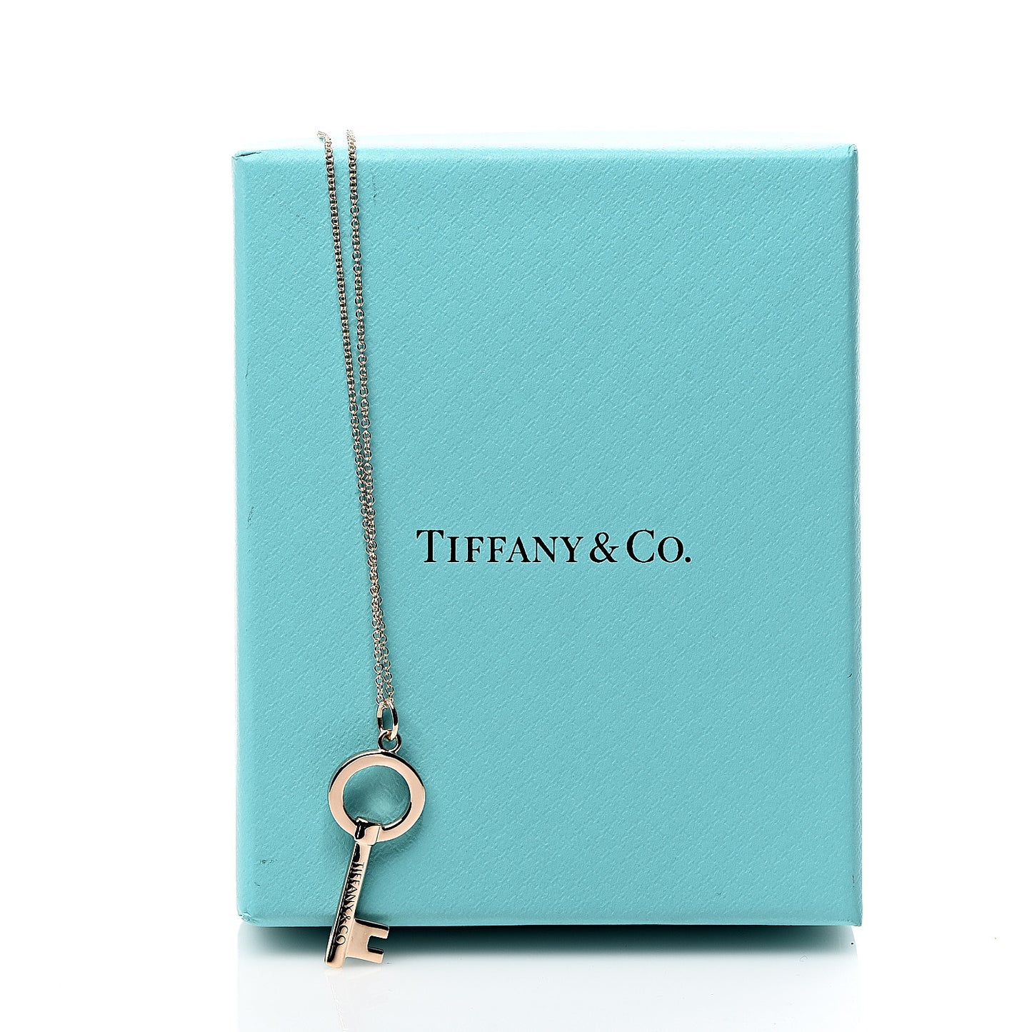 18K Rose Gold Modern Keys Open Round Key Pendant Necklace