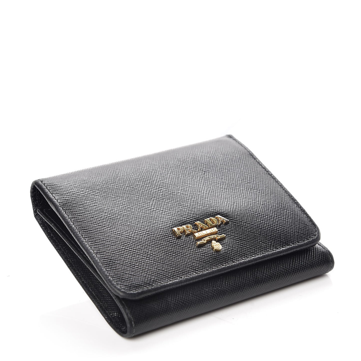 Saffiano Tri-Fold Compact Wallet Black