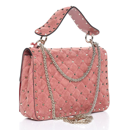 Valentino Garavani Suede Medium Rockstud Spike Shoulder Bag Antico Rosa 4 of 8