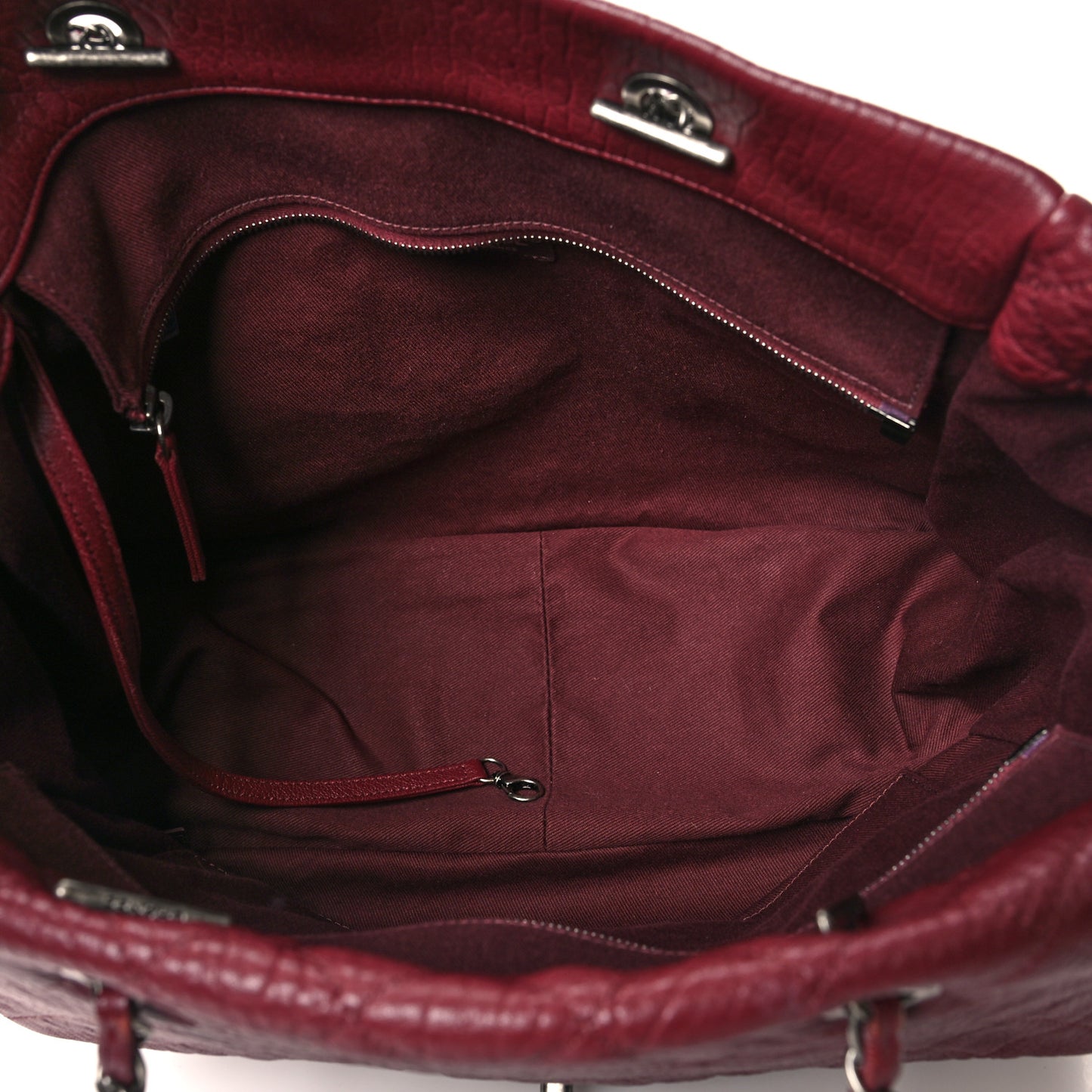 Crumpled Lambskin Quilted Large Tote Burgundy