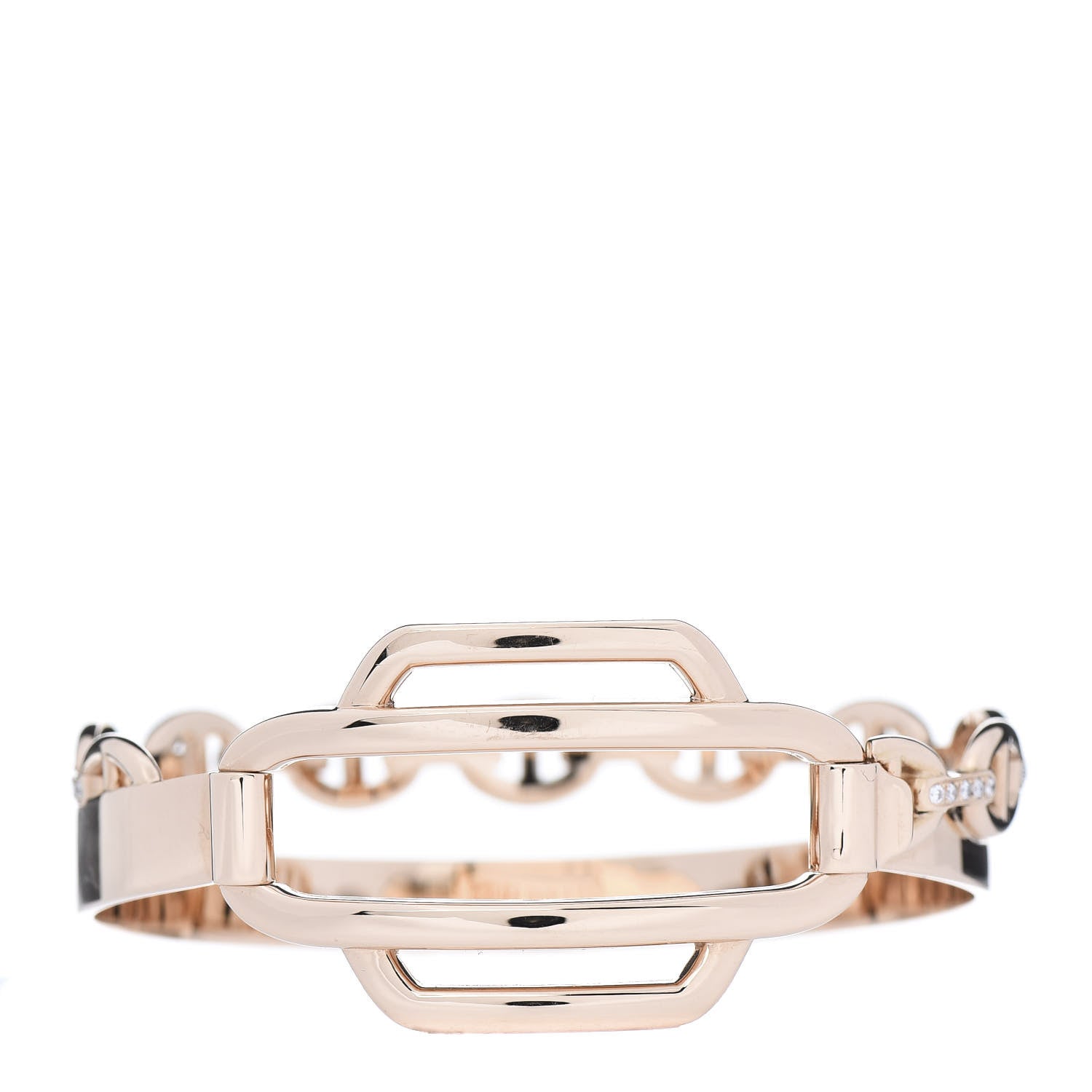 Hermes 18K Rose Gold Diamond PM Kelly Double Tour Bracelet SH 3 of 7