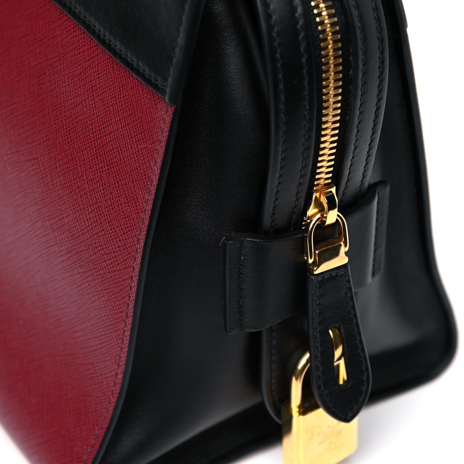 Prada Saffiano City Calfskin Small Esplanade Tote Fuoco Black 13 of 13