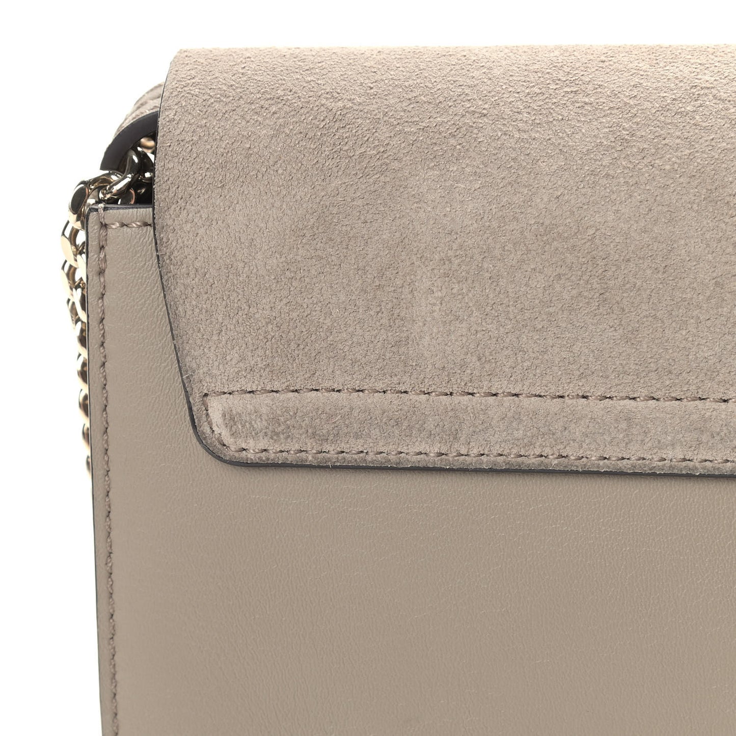 Suede Calfskin Small Faye Shoulder Bag Motty Grey