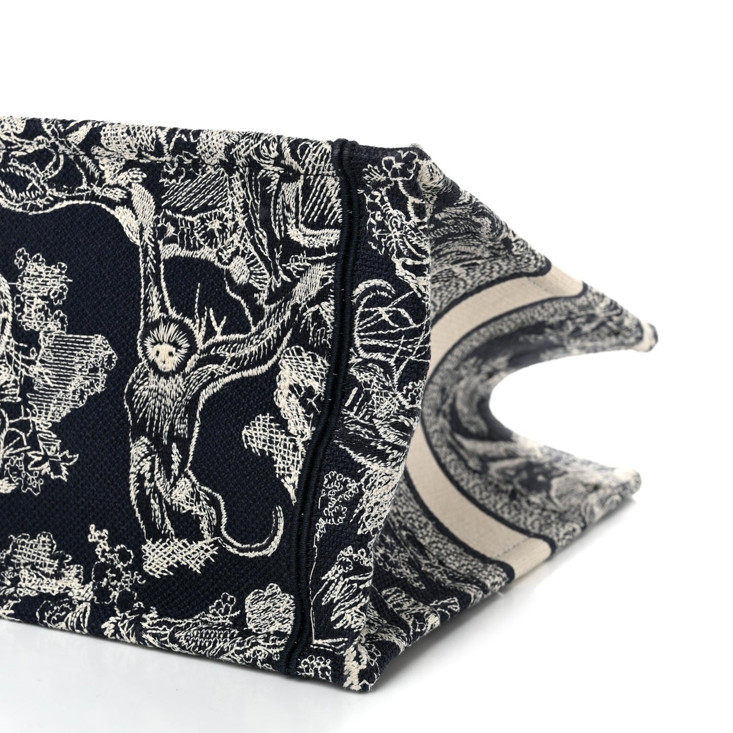 Canvas Embroidered Medium Dioriviera Toile De Jouy Reverse Book Tote Blue