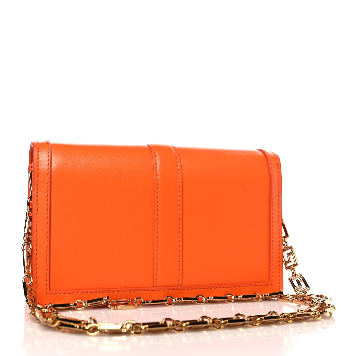 Calfskin Greca Goddess Wallet On Chain Orange