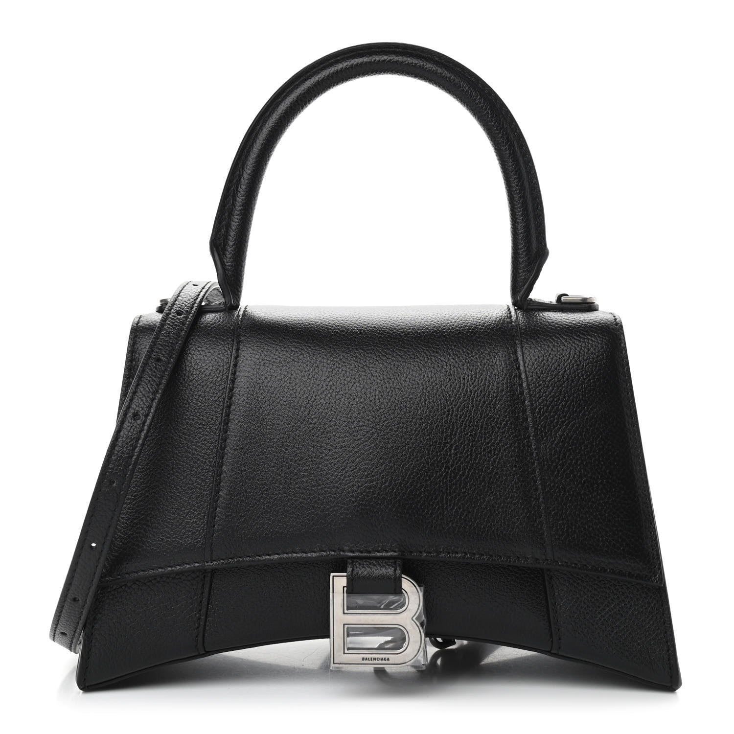 Balenciaga Grained Calfskin Small Hourglass Top Handle Bag Black 1 of 9