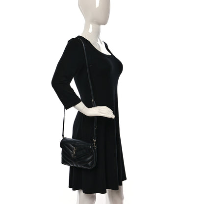 Saint Laurent Calfskin Y Quilted Monogram Toy Loulou Crossbody Bag Black 2 of 12