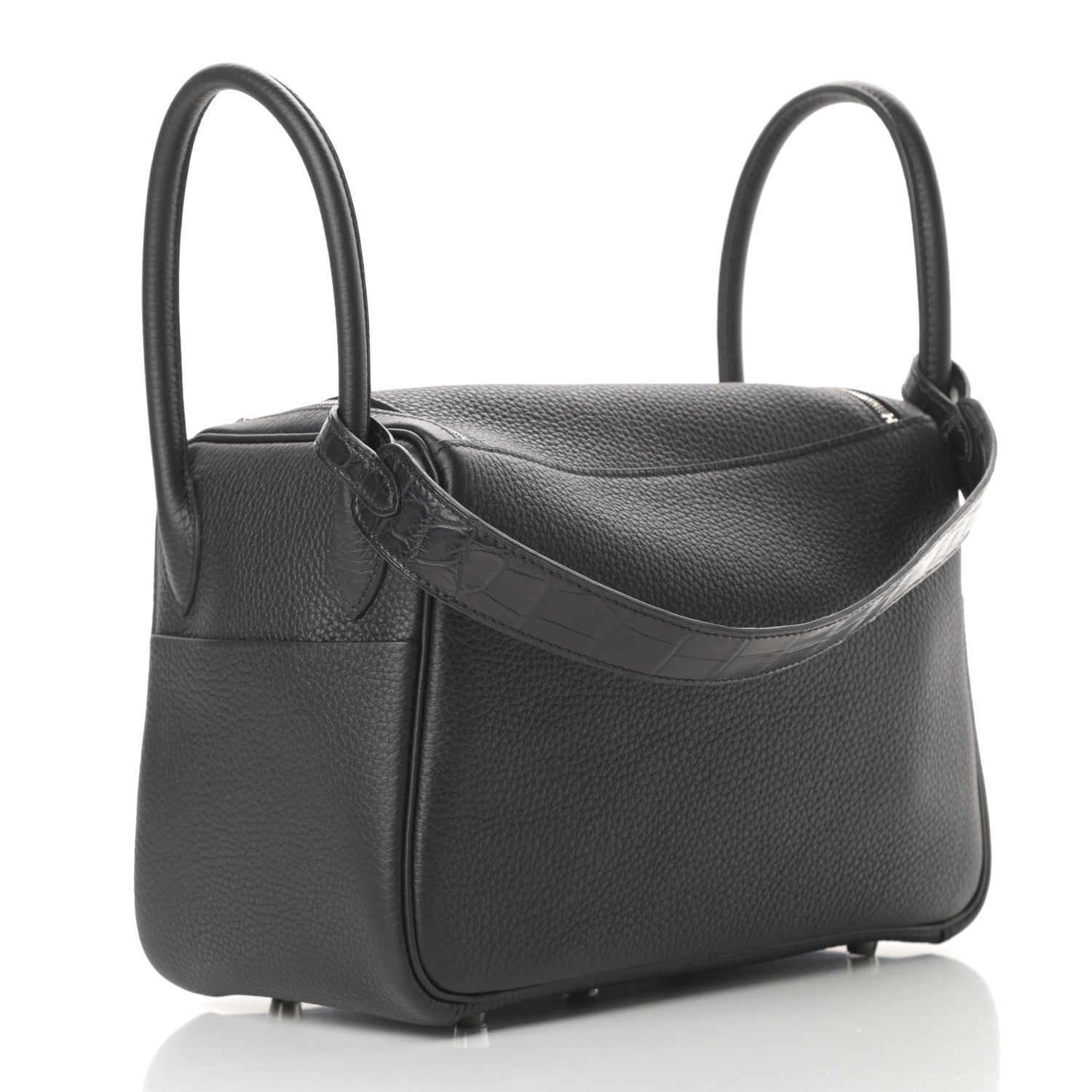 Hermes Taurillon Clemence Matte Niloticus Crocodile Touch Lindy 26 Black 3 of 11