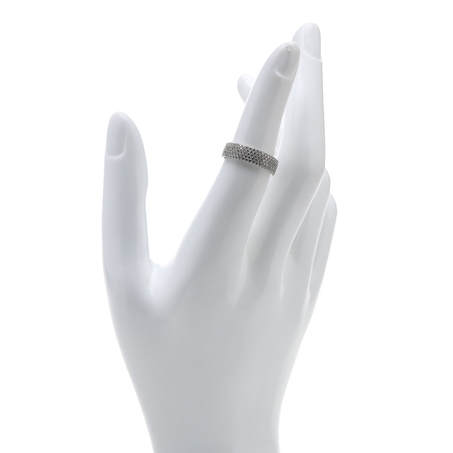 18K White Gold Diamond Metro Five-Row Ring 51 5.75