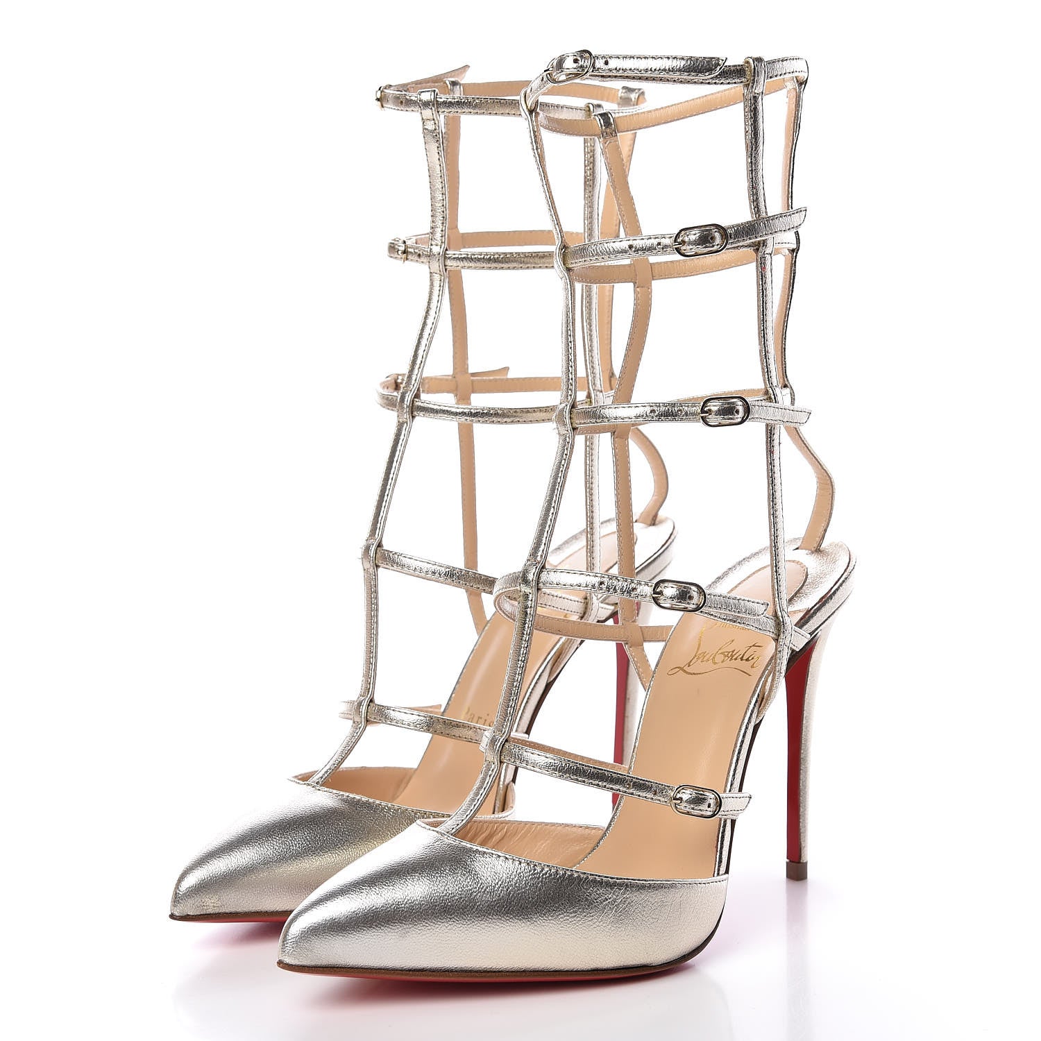Christian Louboutin Metallic Nappa Kadreyana 100 Pumps 35.5 Sahara 3 of 8