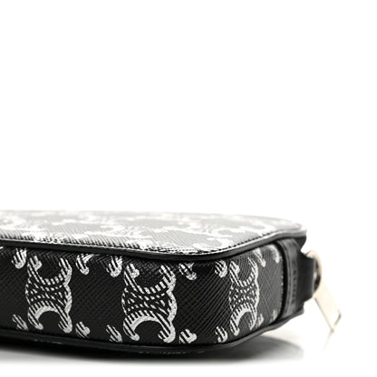 Celine Triomphe Canvas Horizontal Pouch Silver Black 11 of 14