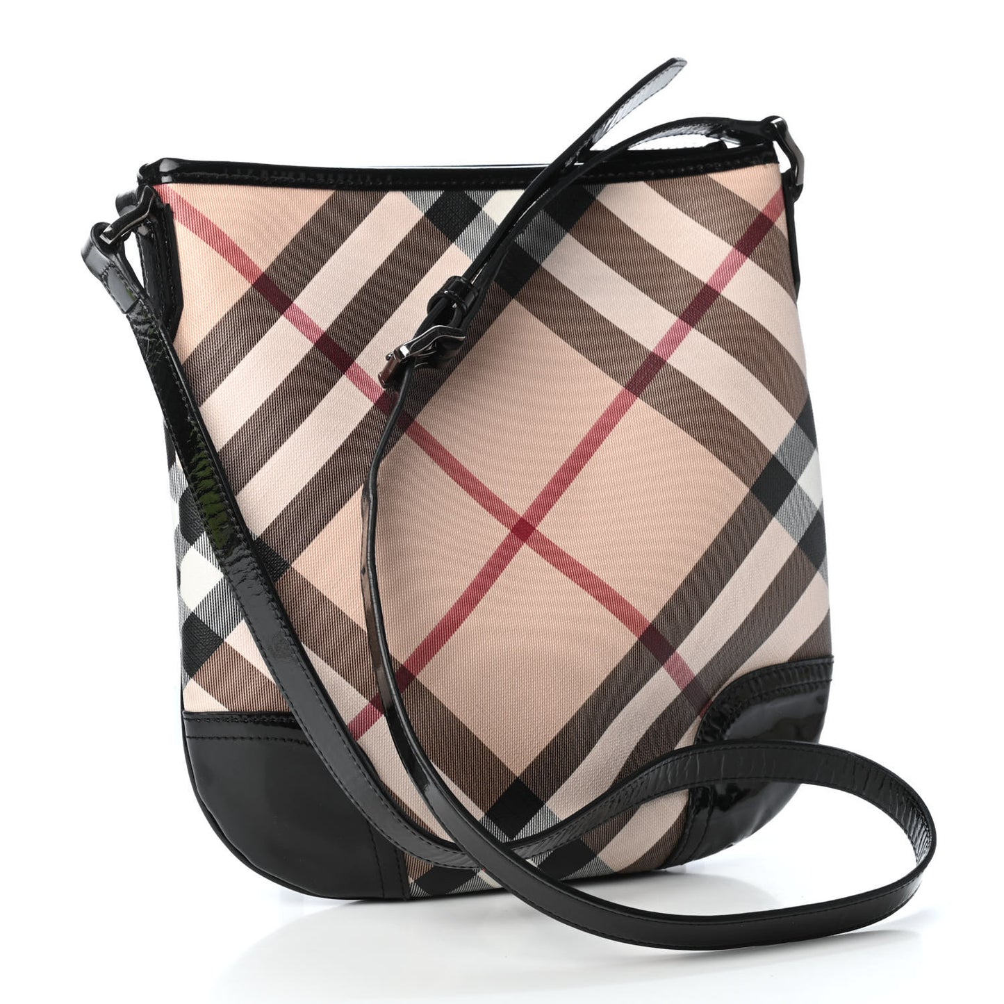 Patent Nova Check Dryden Crossbody Bag Black