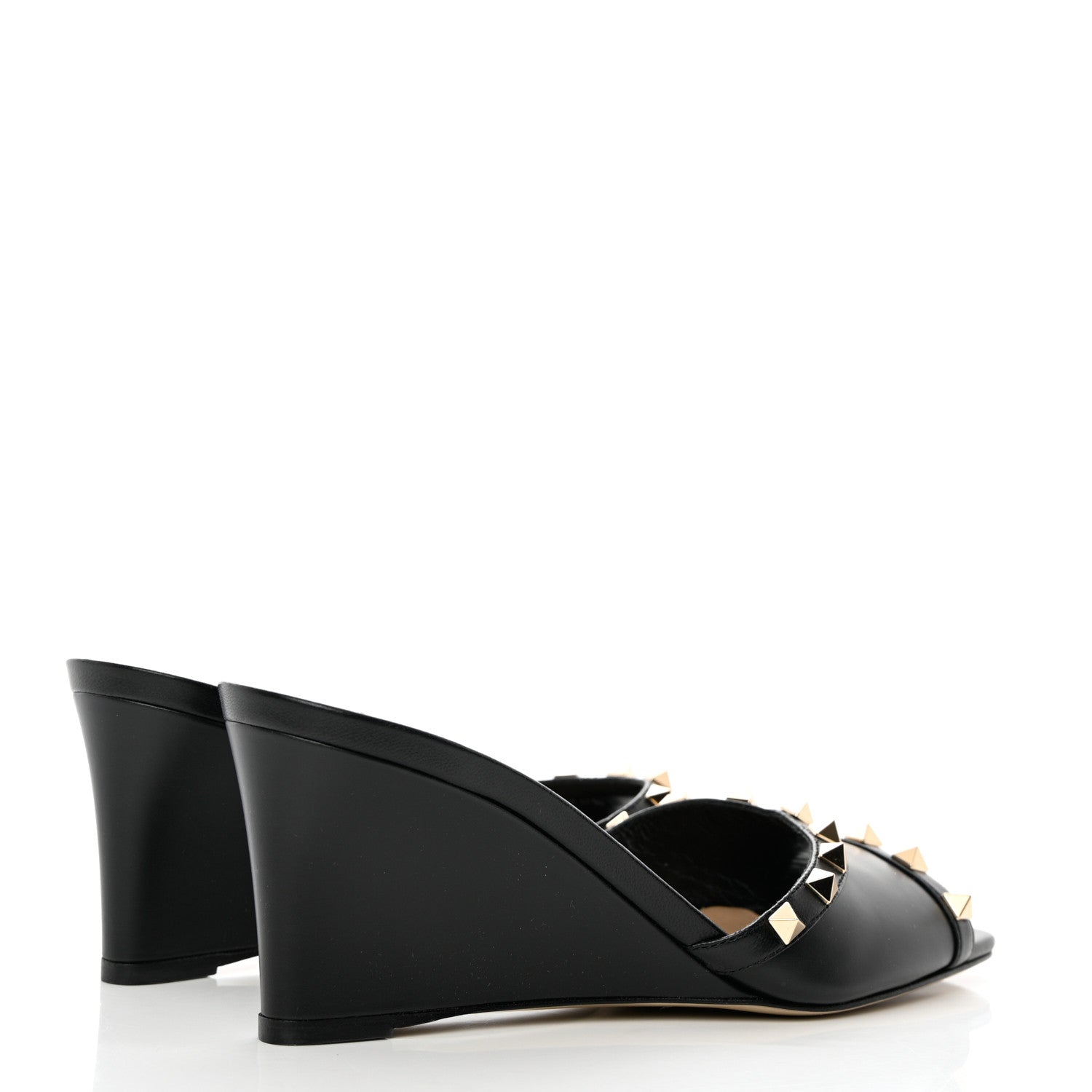 Valentino Garavani Calfskin Rockstud Wedge Sandals 38.5 Black 4 of 10