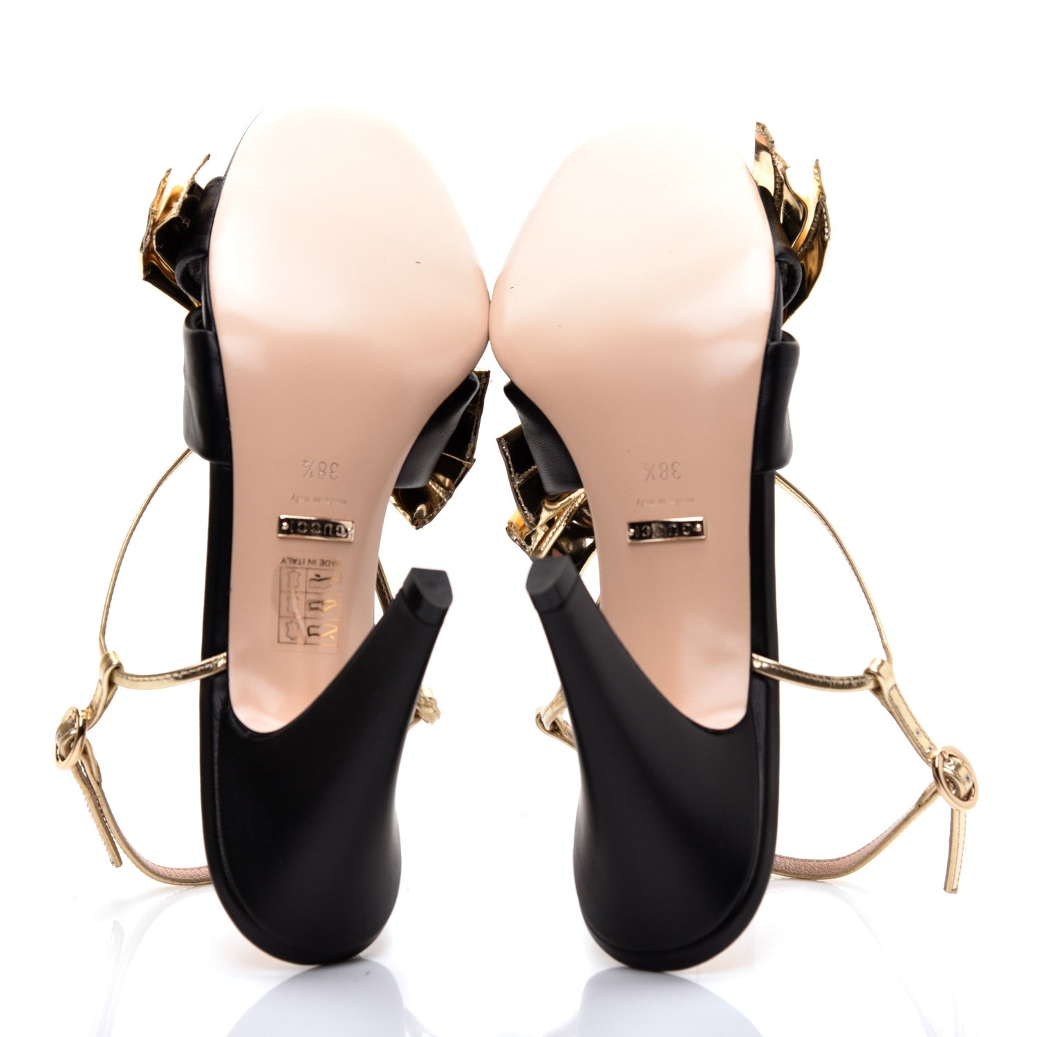 Gucci Nappa Metallic Bow Daphne High Heel Sandals 38.5 Black Platino 5 of 7