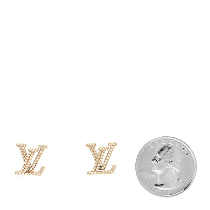 Louis Vuitton Metal Crystal LV Iconic Earrings Gold 2 of 5