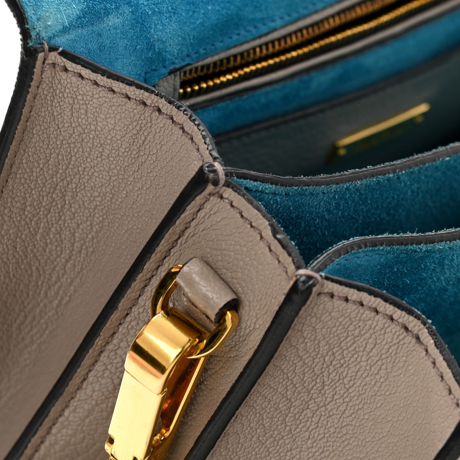 Miu Miu Goatskin Bandoliera Madras Bi-Color Shoulder Bag Laguna Pomice 14 of 16