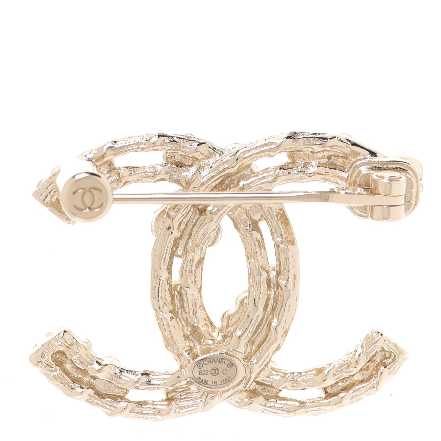 Metal Crystal Camellia CC Brooch Light Gold